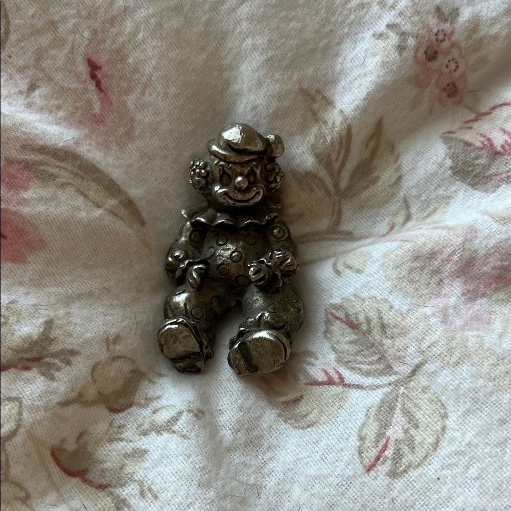 Vintage silver brass clown